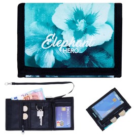 Elephant Children's Wallet Hero Signature Wallet Key Chain Wallet Girls Boys ID Cover Purse Student Purse, Flower Turquoise Black Gradient 12801, Modern