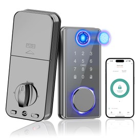 Keyless Entry Deadbolt – Smart Door Lock with App Control, Touchscreen Keypad Easy Installation, for Home, Apartment, Office – Grey
