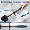 Toilet Bowl Brush Holder Set: Classic Round Bristle Head Deep