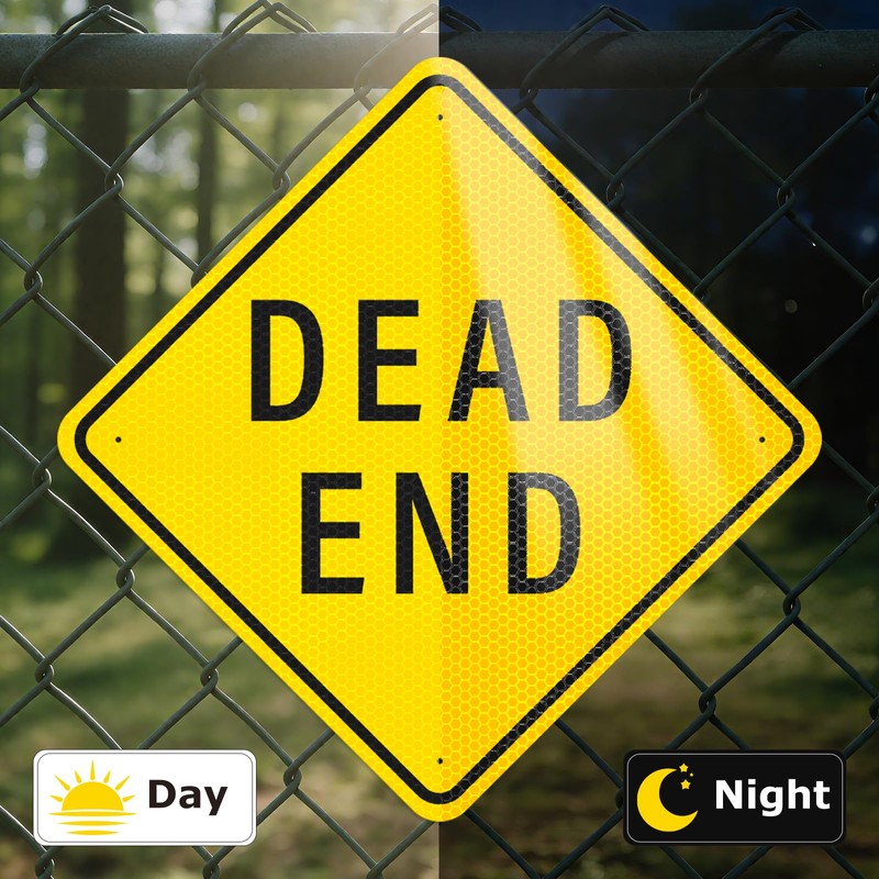 Anobell Dead End Sign 24 x 24 Inches Reflective Aluminum