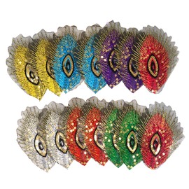 Honbay 14PCS Sequins Peacock Patch Brids Sew on Patches Embroidered Appliques for Clothing Backpack Repairing and Decorations (7 Color)