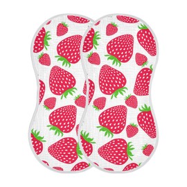 WELLDAY Muslin Baby Burp Cloths Set of 1, Soft Absorbent Cute Strawberry Muslin Washcloths, Bibs, Face Towel for Newborn Boys Girls, 22 x 11 Inch