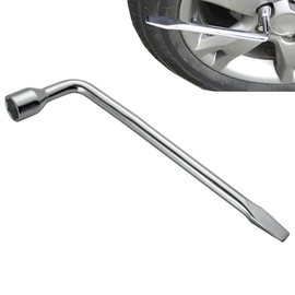 CLKE L-Type Spare Wheel Key, Steel Wheel Removal Wrench with Flat Head, Multifunctional Effort Saving Wheel Removal Key, Socket Tool for Car Repair (Silver, 17 mm)