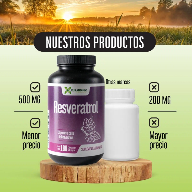 Resveratrol | Antioxidante | 180 Cápsulas | Polifenoles Sin Sabor