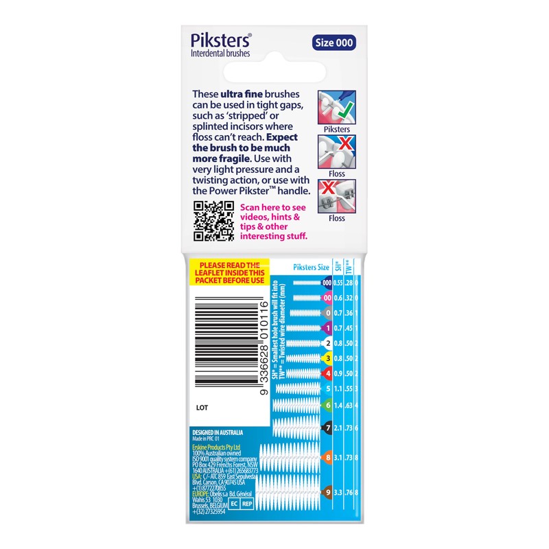 Piksters 0.55mm Interdental Brushes Size 000 - Navy Blue -