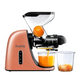 Fretta Cold Press Juicer,Juicer Machines Vegetable and Fruit with 3'' Feeding Chute, Masticating Slow Juicer, Juice Extractor, Easy to Clean,2 Speed, BPA-Free, 200W (Orange)