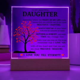 Daughter Keepsake - Lamp of Love, Unique Birthday Gift for Daughter, Square Led Acrylic Plaque with Meaningful Message on Display, Best Gift Idea for Christmas, Daughter's Love Plaque, Gift from Mom