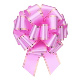 MECCANIXITY 16 Inch Giant Large Pull Bow Big Metallic Car Bows Ribbon with Gold Edge for Wedding Presents Gift Wrapping Christmas, Pink