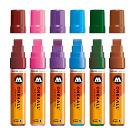 Molotow ONE4ALL Acrylic Paint Marker Set, 6 Basic Colors #2, 15mm (200.460)