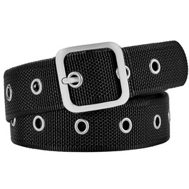 Drizzte Rivet Belt Women's Plus Size 100-160 cm Fabric Belt Black Women's Belt, black