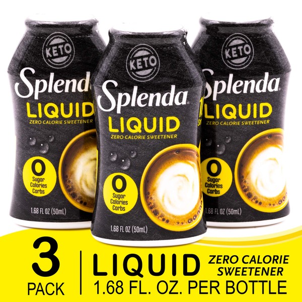 SPLENDA LIQUID Zero Calorie Sweetener drops, 1.68 Ounce Bottle (Pack of 3)