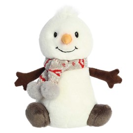 Aurora® Festive Holiday Wren Snowman™ with Scarf Stuffed Animal - Seasonal Cheer - Heartwarming Gifts - White 10 Inches
