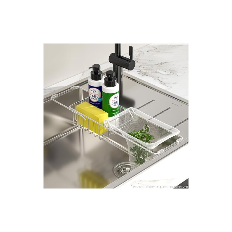 ZENTOU No Installation Required Stainless Steel Dish Drainer Net Holder