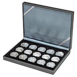 Lindner 2363-15 Nera Coin Box XM with 15 Square Fields for Coins or Capsules up to 40 mm Diameter