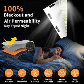 100% Blackout Blinds for Window,300X145CM Stick on Blackout Blinds for Windows Fits Any Size Shape Window.Portable Window Blackout Blind with 30X Nano Tape