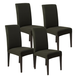 KIWOP Fundas para Sillas de Comedor 4 Piezas, Fundas Elásticas Extraíbles y Lavables para Sillas, Poliéster Duradera Protector Funda, para el Hogar, Restaurante,Cocina, Hotel, Banquete (Verde)