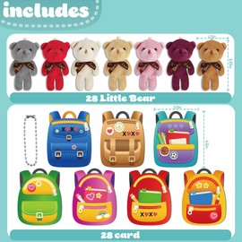 HiFulerr Valentine Stuffed Animals - 28 Packs Mini Bear Keychains with Valentines Day Cards, Valentines Day Gifts for Kids Classroom Exchange, Party Favors for Kids, Girls, Boys, Teachers, Coworkers