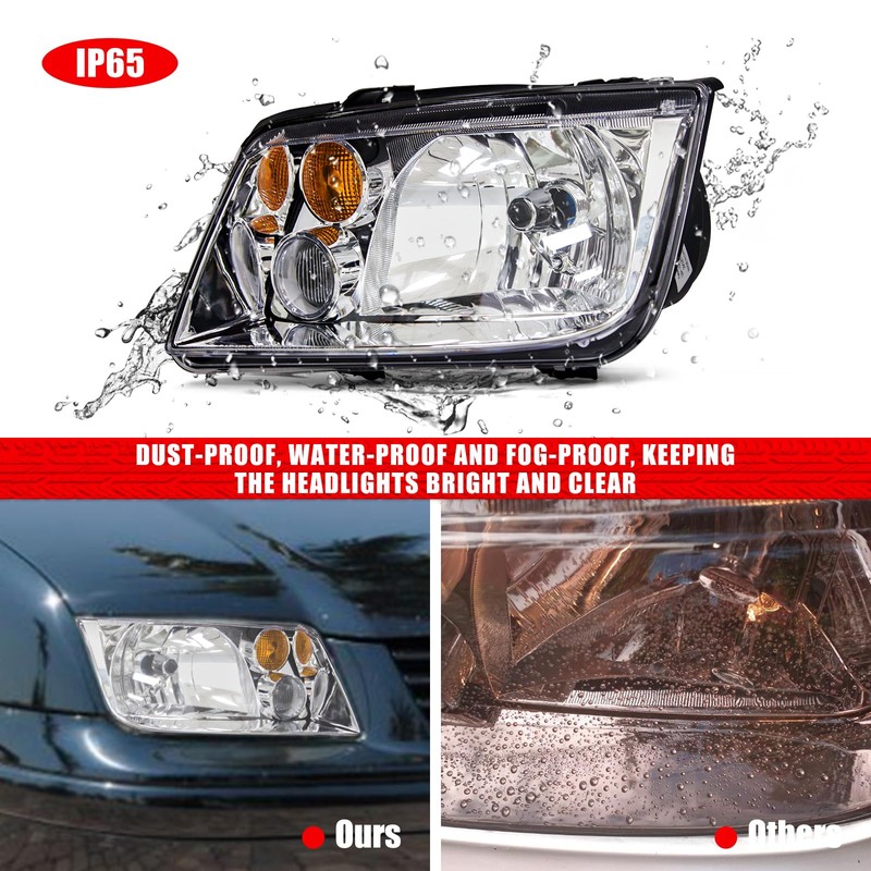 ADCARLIGHTS Headlight Assembly Pair for 1999-2005 Volkswagen Jetta MK4 Clear