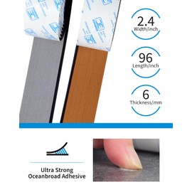 OCEANBROAD Boat Flooring EVA Foam Self-Adhesive 96''x2.4'' Faux Teak Marine Boat Decking Borders for Jon Boats Yacht Floor, Brown with Black Seam Lines