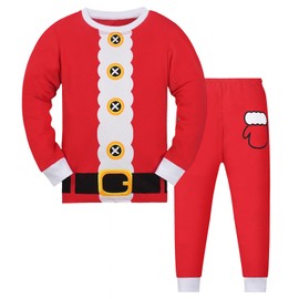 Gumyoss Christmas Pyjamas Boys Pyjamas Girls Children Christmas Pyjamas Christmas Xmas Long Sleeve Cotton Two Piece 2-13 Years, Santa Red