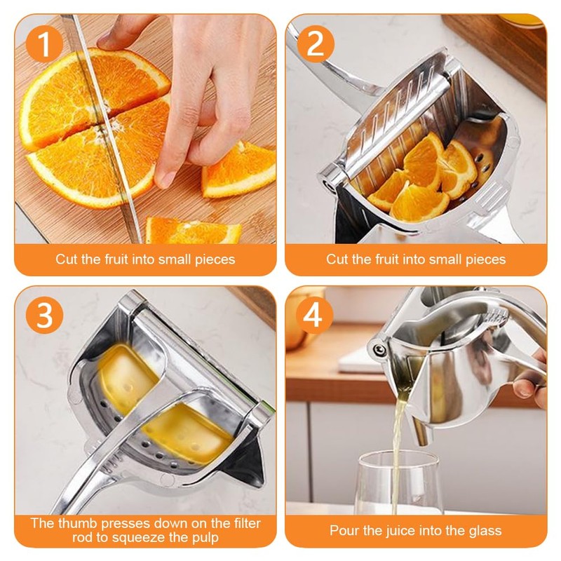 Orange Pomegranate Lemon Squeezer,Manual Citrus Press,Ergonomic Handles Hand Press Bar(Silver)