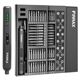 Mini Electric Screwdriver Set, FIRRAX 76-in-1 Small Electric Precision Screwdriver Cordless with 5 Torque Settings, 64 Bits, LED Lights, Power Screwdriver Repair Tool Kit for PC Phone Camera