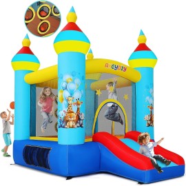 Unbranded Kids Inflatable Bounce House Bouncy Castle Jumping with 370W Blower & Safety Net
