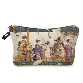 Livel lhood Japanese Geisha Makeup Bag Cute Small Organizer Zipper Pouch Japanese Geisha Cosmetic Bag Birthday Present for Women Friends -1