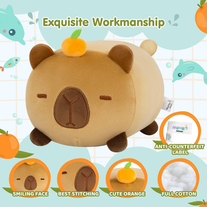 Mewaii Cute Capybara Plush Pillow, Kawaii Plushies Capybara Stuffed Toy,