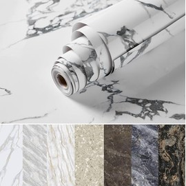 PHINILUX Marble Contact Paper for Countertops Cover -118''x24'' Peel and Stick Wallpaper - Removable Self Adhesive Thick Granite Vinyl Film Roll, Arabescato