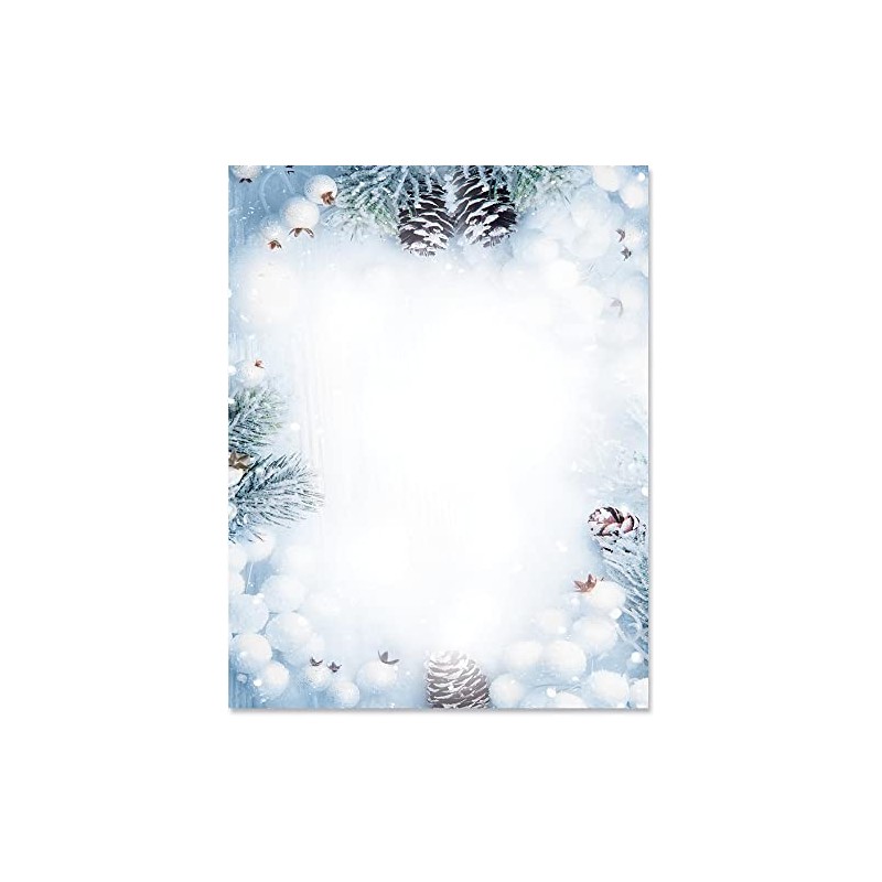 PaperDirect Snowy Winter Daydream Border Papers, Elegant Winter Design with