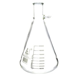 Filtering Flask, 5000ml - Borosilicate Glass - Heavy Walled - Conical Shape, with Integral Side Arm - White Graduations - Eisco Labs