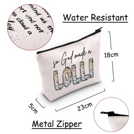 JXGZSO Grandma Names Gift Boho Floral Makeup Bag So God Made A Lolli Cosmetic Pouch Bag Grandma Life Organizer Bag