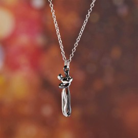 Inateannal Hug Couple Necklace for Her Hugging Pendant Lover Necklace Silver Chain Statement Necklace Personality Valentine's Gifts Jewelry for Women Girls