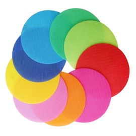 nuoshen 45pcs Colorful Spot Markers, Non Slip Nylon Carpet Spots Circle Floor Sitting Mark Dots for Gym Classroom Floor Kids Teacher Gift(9 colors,4 inch)