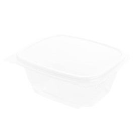 Restaurantware Thermo Tek 16 Ounce Deli Food Containers 100 Anti-Fog Hinged Lid Containers - Freezable Rectangle Clear Plastic To Go Food Containers Disposable