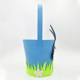 Easter Egg Hunt Baskets for Kids,Felt Basket with Handle,Child Party Craft Gift Basket-Spring Easter Egg Hunt Favour Holders with Bunny Design-Easter Gift Box,Easter Arts Crafts For Kids to Make DIY