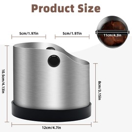 Knock Container for Portafilter, 700 ml Stainless Steel Coffee Grounds Tee Container, Coffee Knock Box, Coffee Grounds Tee Box, Barista Accessories for Recycling Coffee Grounds (Silver)