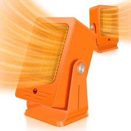 Verminget Portable Space Heater for Indoor Use,Desktop Heater with PTC 2s Fast Heating, 60° Adjustable Angle Design Small Electric Heater Lightweight for Personal, Office,Room,Orange
