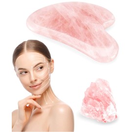 GUASHAPE Natrual Rose Quartz Gua Sha Facial Tools | Guasha Tool for Face Sculpting, Shaping, Reduce Puffiness, Tension Relief | Massage Stone for Eyes, Face and Body