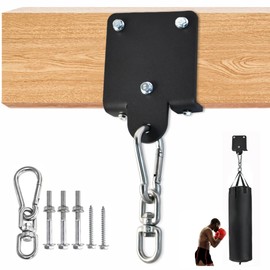 ECEOCC Heavy-Duty Punching Bag Hanger - 360° Swivel Mount Bracket for Boxing, Muay Thai, Yoga Swings & Hammocks - Universal Ceiling/Wall/Beam Mount - Includes Carabiner & Swivel Hook
