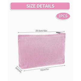 BPTRKOM 1 Piece Cosmetic Bag - Make Up Bag for Women, Cord Makeup Bag, Travel Portable Makeup Bag with Zip, Multifunctional with Metal Zip, Makeup Bag for Travel (Pink)