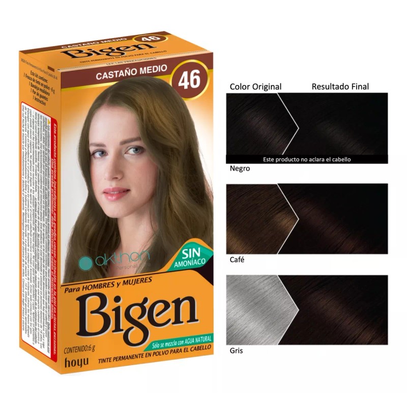 Bigen Mayoreo Tinte Bigen Polvo Color Castaño Medio ·46· 10