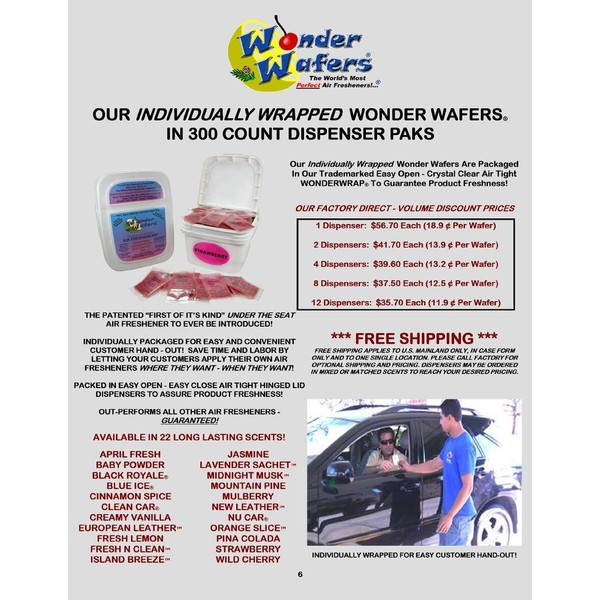 Wonder Wafers 300CT Wrapped Strawberry Air Fresheners, Professional Use