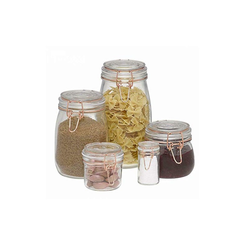 Tala 0.5L Glass Copper Clip Top Storage Jars Spices Flour