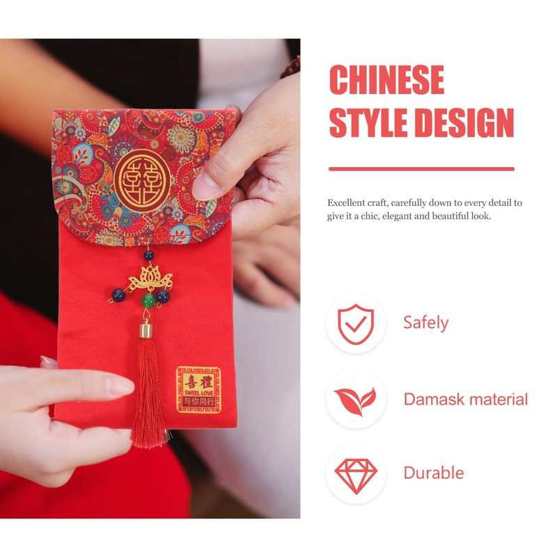 KALLORY Red Envelopes Wedding Congratulation Bags Chinese Style Money Envelopes