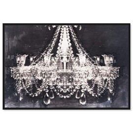 The Oliver Gal Artist Co. Fashion and Glam Framed Wall Art Canvas Prints 'Dramatic Entrance Night' Chandeliers Home Décor, 30" x 20", White, Black