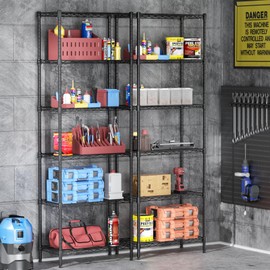 Golpart Golpart 6 Tier Adjustable Storage Shelves,Heavy Duty Metal Utility Shelf 900LBS Capacity,Wire Shelving Unit Organizer Rack for Home,Kitchen,Office,Bathroom,Pantry Room,12" D x 22" W x 69" H,Black