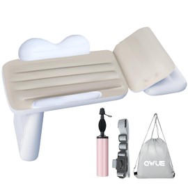 QWUE Inflatable Toddler Airplane Bed - Inflatable Airplane Bed for Toddlers, Plane Baby Seat Extender for Kids, Blow Up Air Mattress for Child Travel Sleep Bed with Safety Belt, Carry Bag, Pump