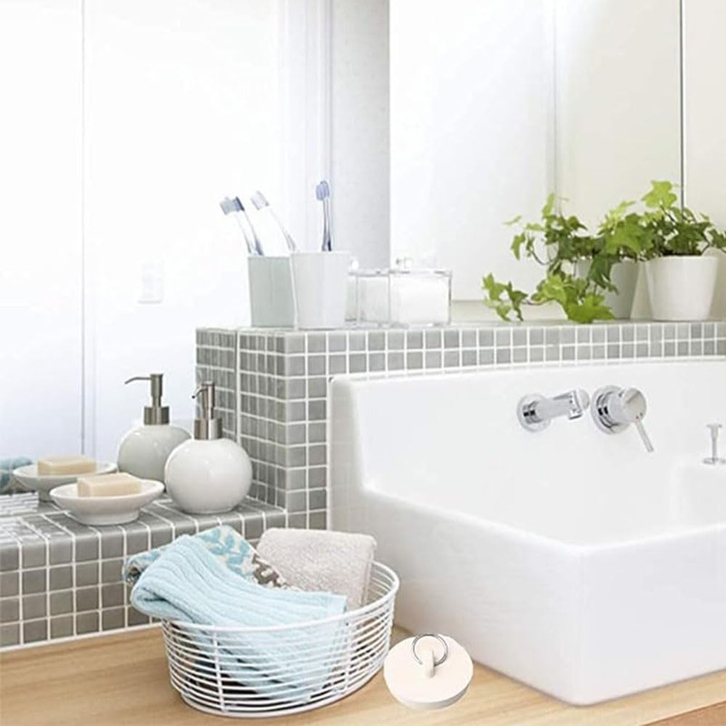 Rubber Sink Plug, Drain Stopper White Fit 48-49mm with Hanging